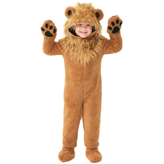 2-12Y Lion King Costume for Boys Deluxe Full Set Halloween Purim Animal Themed Party Fancy Dress Fleece