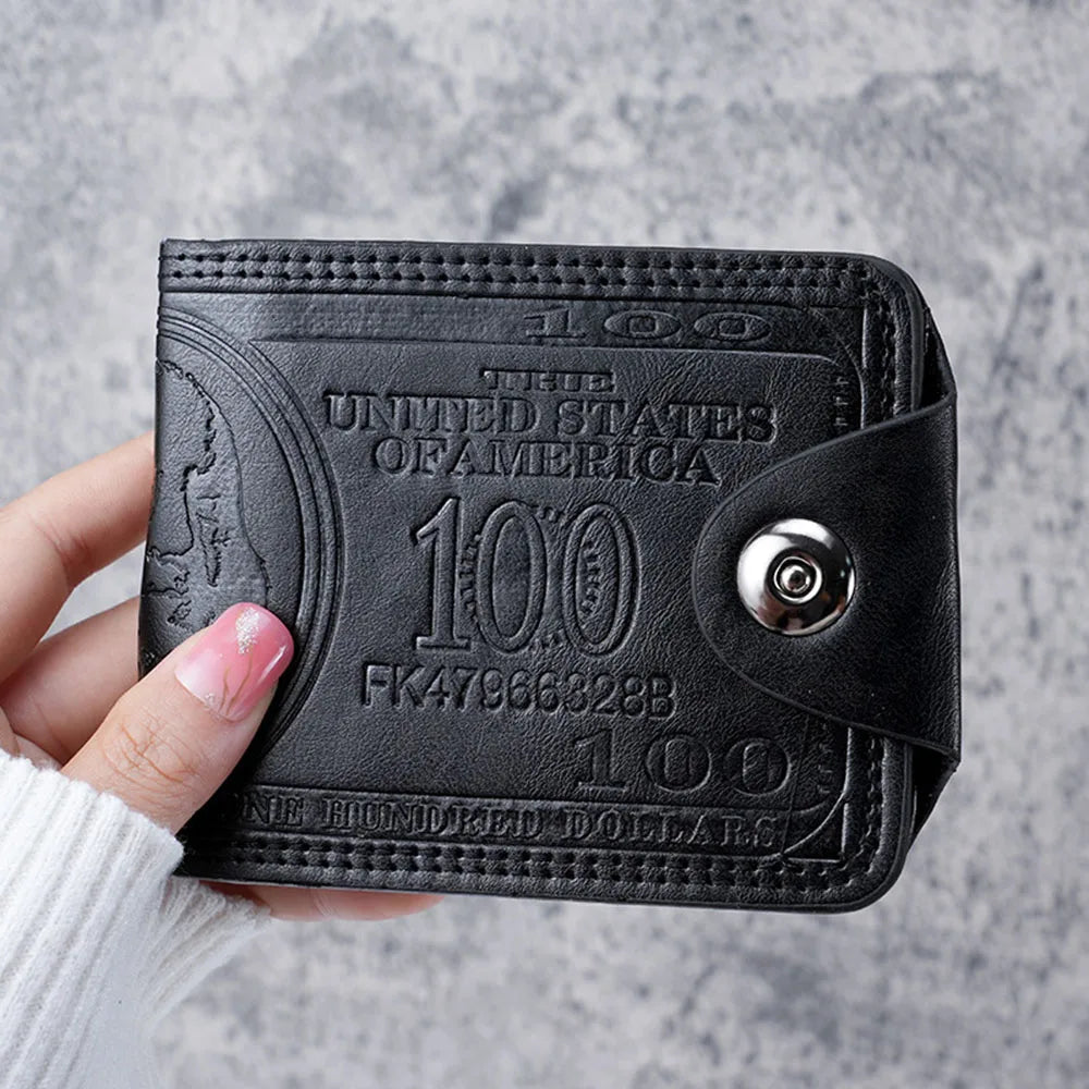 Fashion Wallets with 100 US Dollar Pattern Hasp Male Leather Wallet with Zipper Card Holder Coin Pocket Purse Cartera Women Men