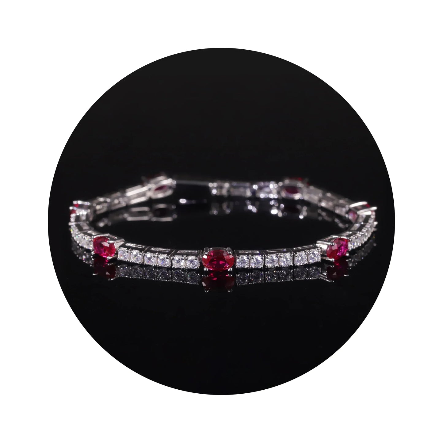 Lab Grown Ruby Tennis Bracelet 925 Sterling Silver Birthstone Bracelet Fancy Party Wear Bracelet Gift For Women