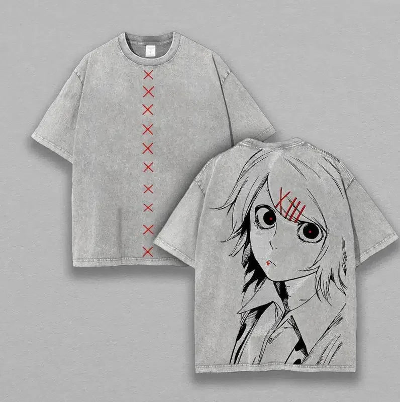 Tokyo Ghoul Juuzou Suzuya Printed Tee Men Women Short Sleeve Clothing Washed Cotton T-shirt Retro Casual T Shirt Harajuku Tshirt