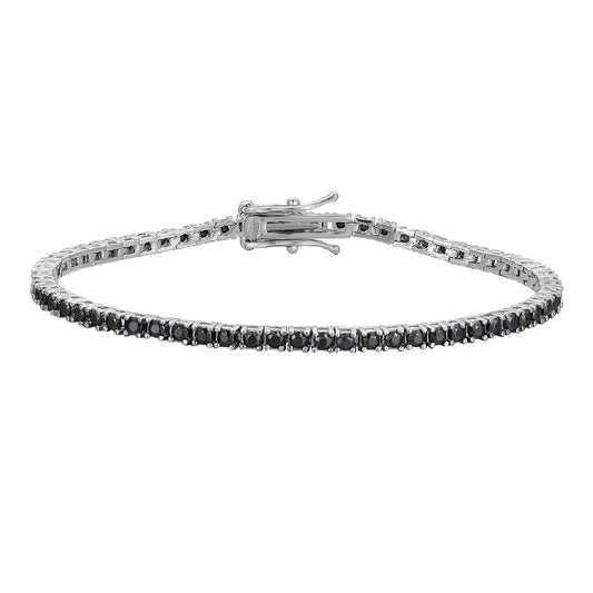 Bracelet de Tennis Moissanite Noir Certifié 3/4/5/6.5MM Véritable pour Femmes Hommes, Bracelets à Maillons en Argent S925, Bijoux Fins
