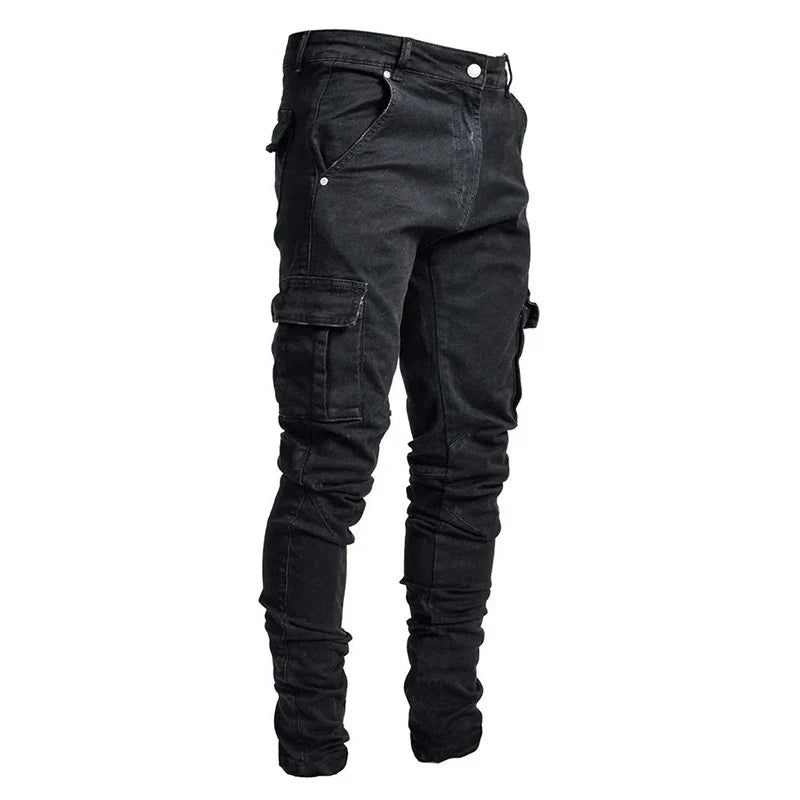New Autumn Men Pants Casual Tactical Jeans Male Multiple Pockets Cargo Pant Casual Straight Dimem Jeans Trousers Plus Size S-4Xl