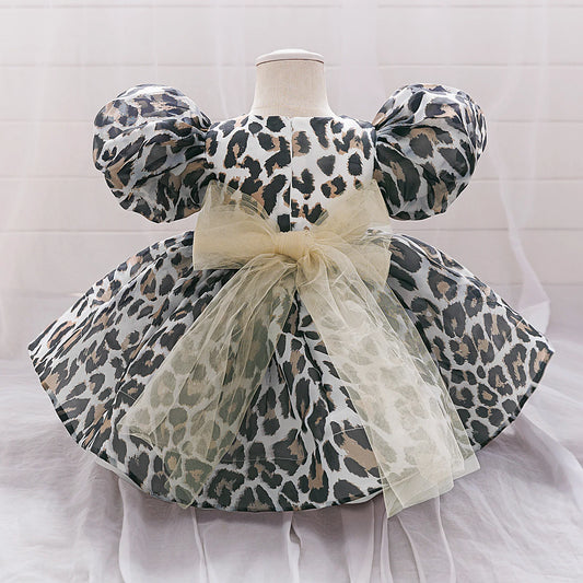 Leopard Princess Party Baby Girl Dress Toddler Tulle Wedding Bridesmaid Evening Dresses for Girls 1st Birthday Prom Tutu Costume