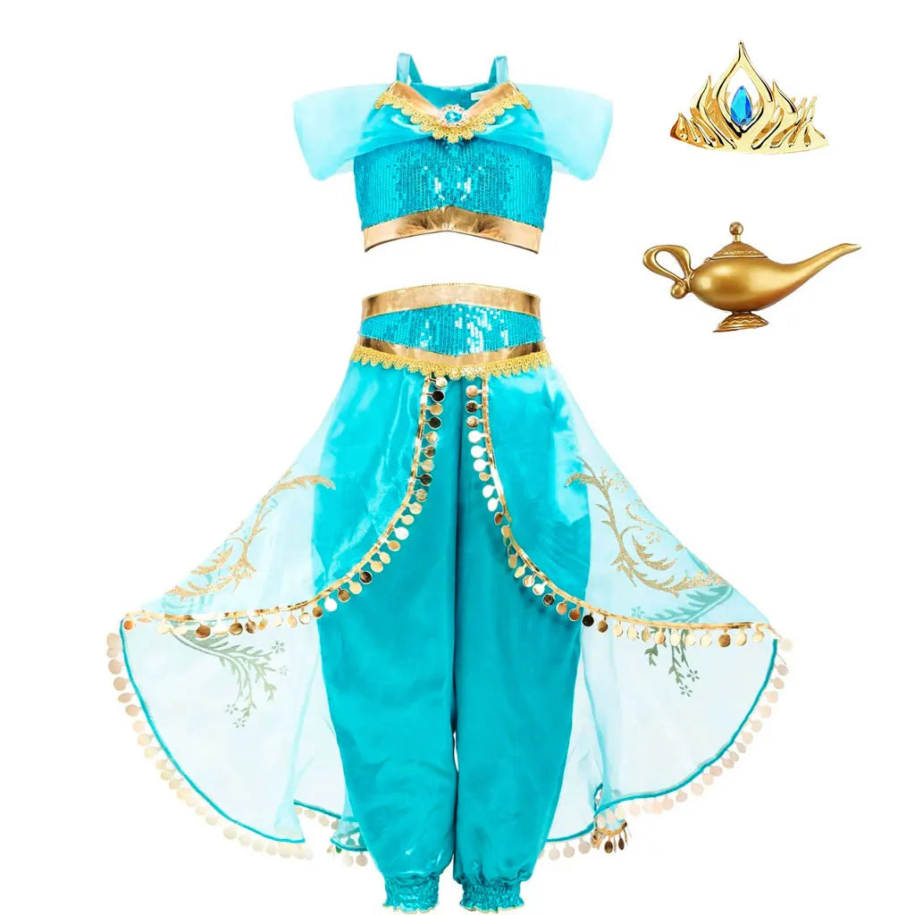 Aladding and the Magic Lamp Jasmine Fairy Costume Princess Dress up for Little Girl Fancy 2026 Halloween Carnival Cosplay Outfit
