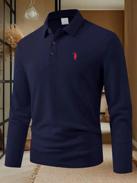 Men's polo shirt long sleeved high-end brand exquisite embroidery 2025 Spring and Autumn casual breathable fashion T-shirt top