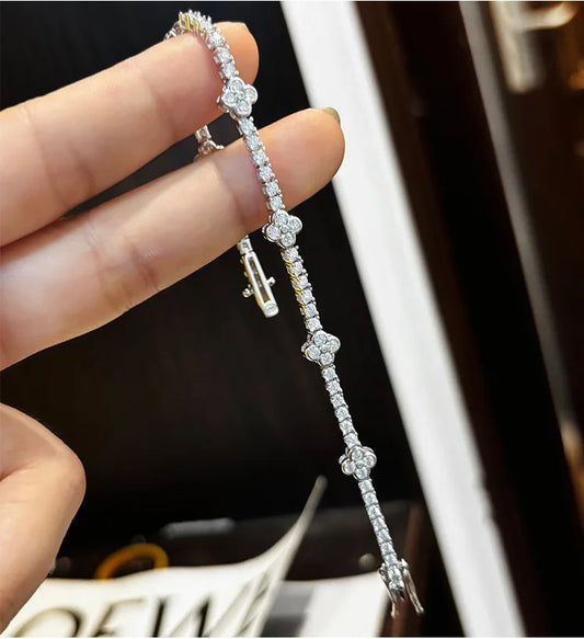 Bracelet tennis complet en moissanite de 3mm pour femme, étincelant, avec diamant en argent sterling S925, bijoux de fête et de mariage