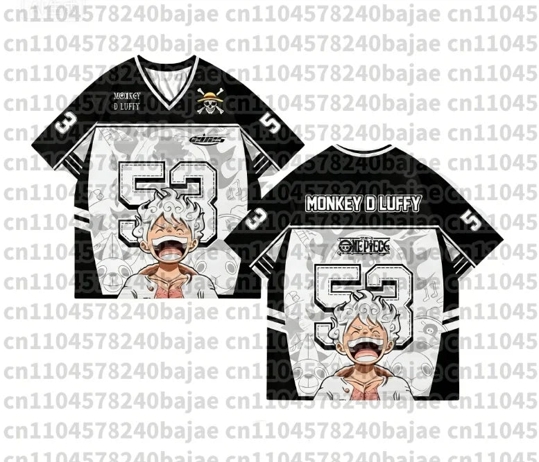 2026 New One Piece Monkey D.Luffy Zoro Anime Football Jersey Summer Plus Size Breathable Jersey Cosplay Short Sleeve T-shirt