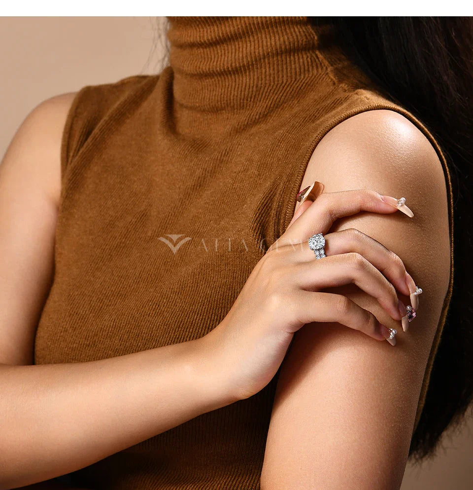 Luxury Cushion Cut 10*8mm Moissanite Diamond Rings For Women S925 Sterling Silver Engagement Jewelry Gift Top Quality