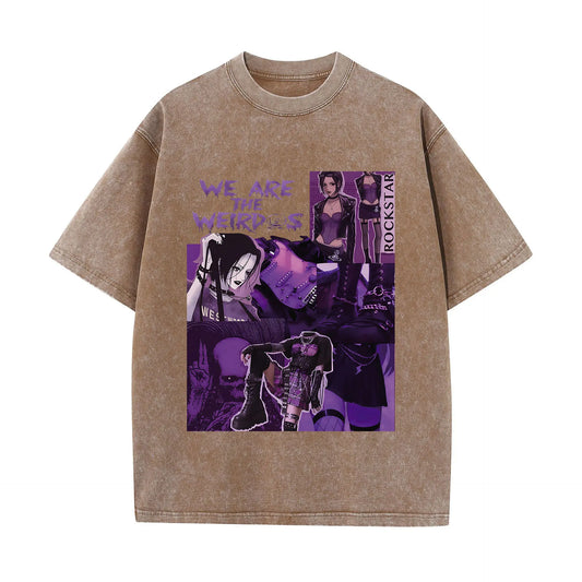 Japanese Anime Nana Osaki Print Vintage Washed Tshirt Harajuku Streetwear Graphic T-Shirt Summer Short Sleeve Cotton Tshirt