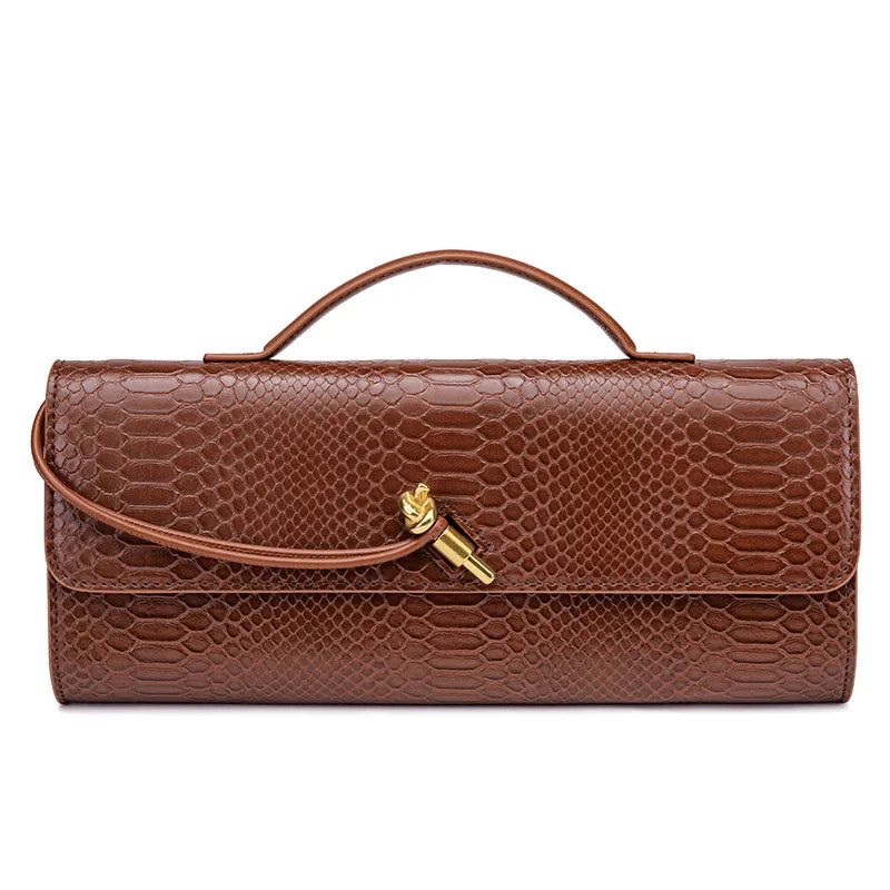 High-End Feeling Women's Trendy Crocodile Pattern Evening Bag Vintage Niche Single Shoulder Slant Cross Bag Motorcycle Equipment