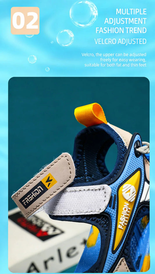 4 Colors Breathable Kids Sandals Boys Girls Lightweight Soft Sole Summer Beach Shoes Casual Comfortable Flat Walking Sandalias