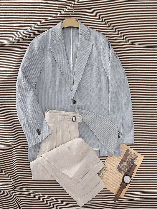 Men's 100% Linen Gurkha Pants - Italian Casual Style, Straight Leg, Relaxed Fit with Adjustable Waist, Old Money Aesthetic