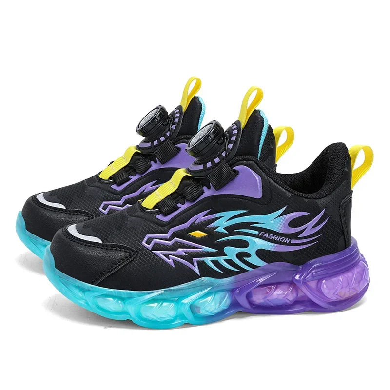 New Anti-skid Leather Kids Sneakers for Boys Running Walking Lightweight Casual Shoes With Fashion Dragon Pattern Shoes