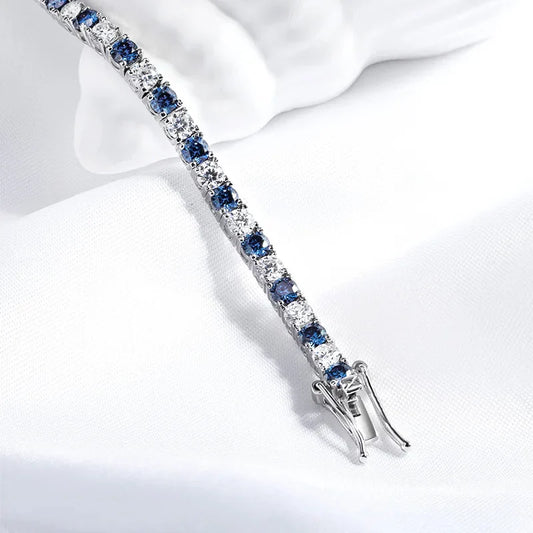 Bracelets de tennis certifiés 3/4/5mm avec moissanite, pour femmes et hommes, gemmes colorées étincelantes, chaîne en argent sterling 925