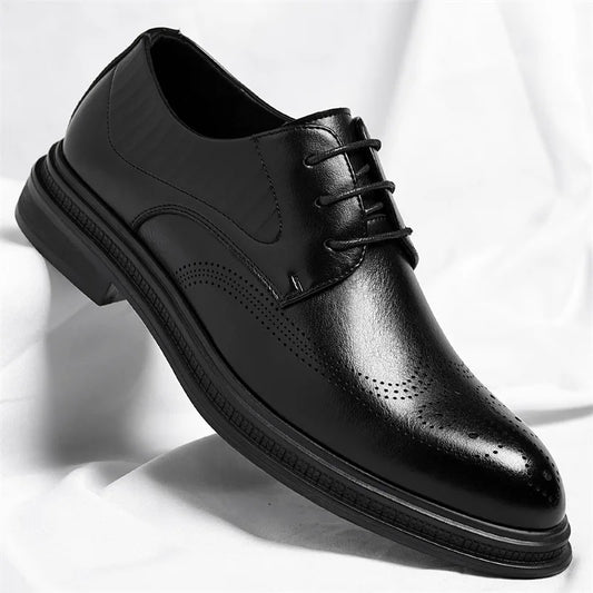 Business Formal Casual Wedding Shoes for Men Fashion New Designer Inner Increase Shoes Male Spring Autumn Retro Leather Shoe Man
