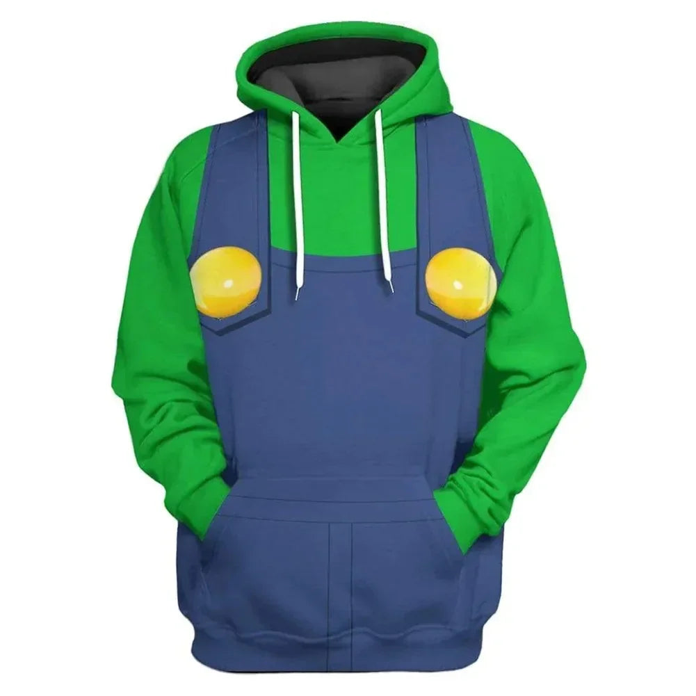 Men's Super Bros Pullovers Sweatshirt For Adult 3D Printed Casual Hooded Christmas Halloween Costume Outfits Man Anime Hoodie