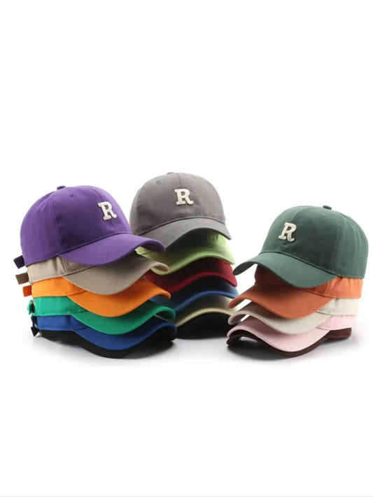 1 unisex all season wearing pure cotton letter R fashionable baseball cap