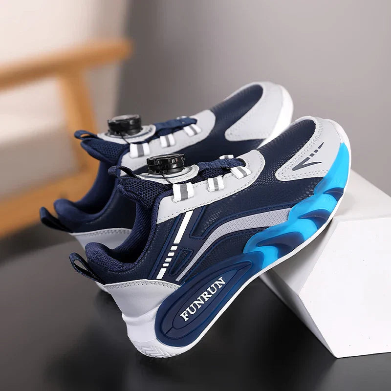 A pair of children's four-season leather basketball shoes, comfortable and soft sneakers, size 28-39,YY-28005
