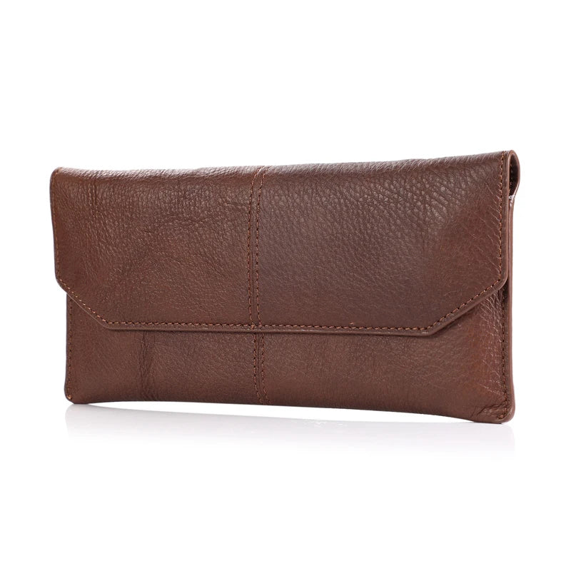Genuine Leather Slim Phone Pouch Case For iphone 14 13 12 Pro Max Samsung S23 S22 Ultra Belt Clip Holster Cover Bag 4.7-7.2 inch