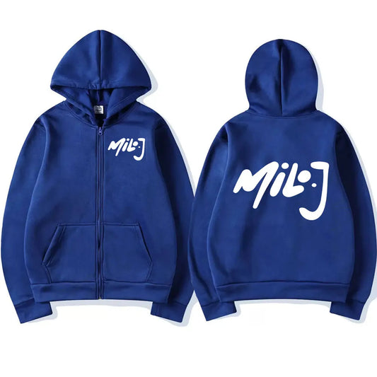 Rapper Milo J Logo Merch Zipper Hoodies Men's Women Fashion Hip Hop Zip Up Hooded Sweatshirts Casual Oversized Jackets Pullovers