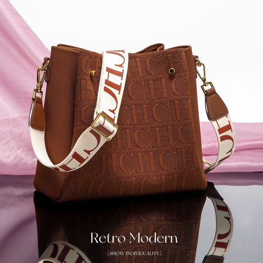 Fashion Party Multifunctional Occasion Handbag Classic Retro New Solid Color Letter Design Women's Shoulder Bag