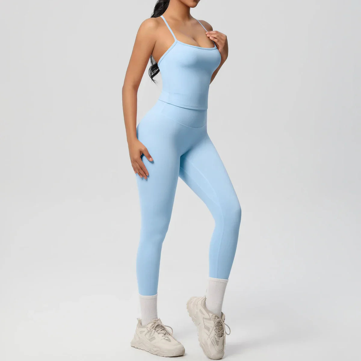 Halter Yoga Top Set Fitness Gym Suit Training Sleeveless Sport Gym Tops Crossover Back Sports Underwear Tummy Control Slimming