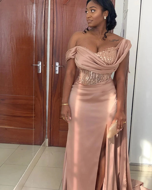Customized Elegant Mermaid Evening dress Satin One-shoulder PROM Party Bridesmaid birthday Dress for Special occasions 2025