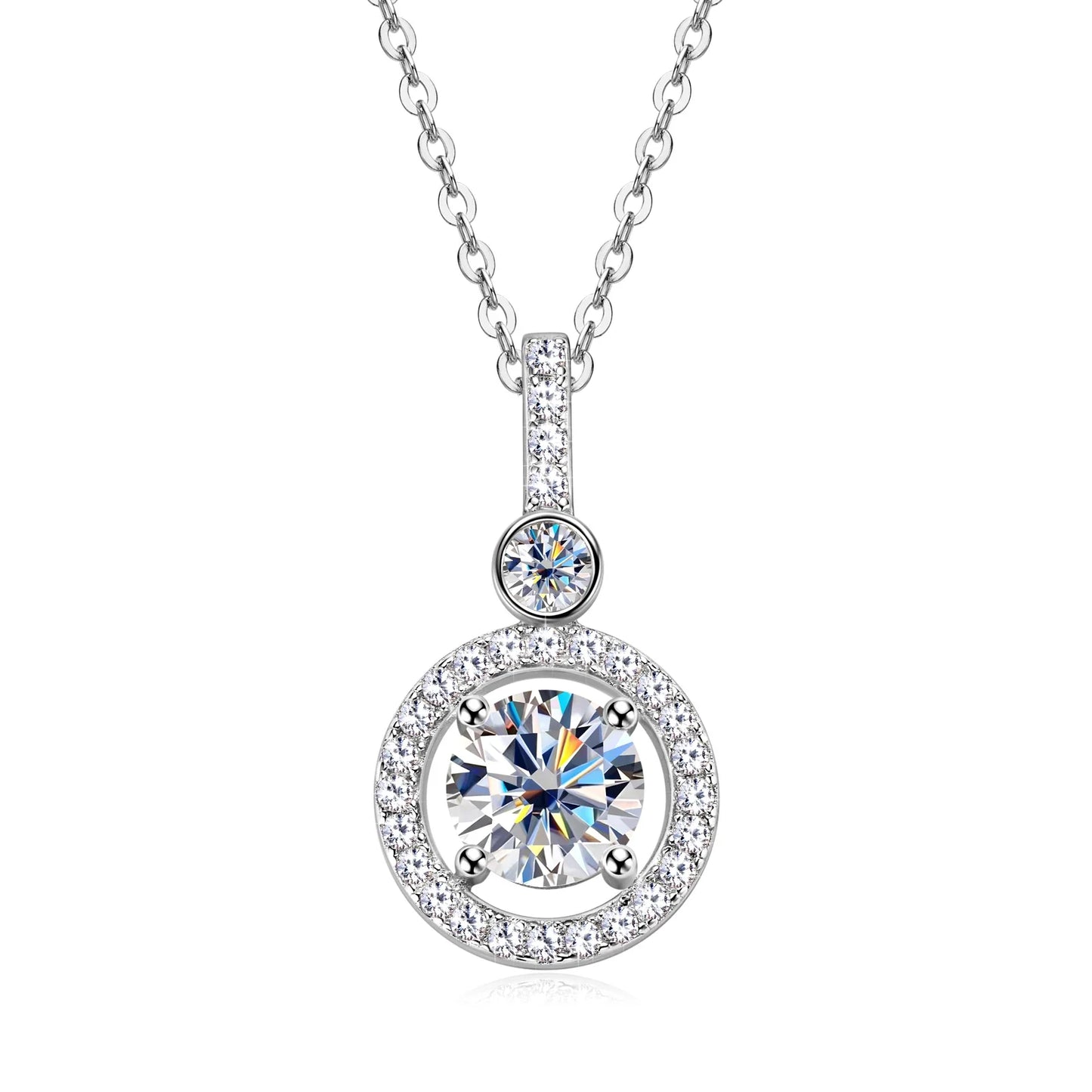 925 Silver Full Moissanite Pendant Necklace Certified 6.5mm D Color Lab Created Diamond Necklace for Women Quality Jewelry Gift