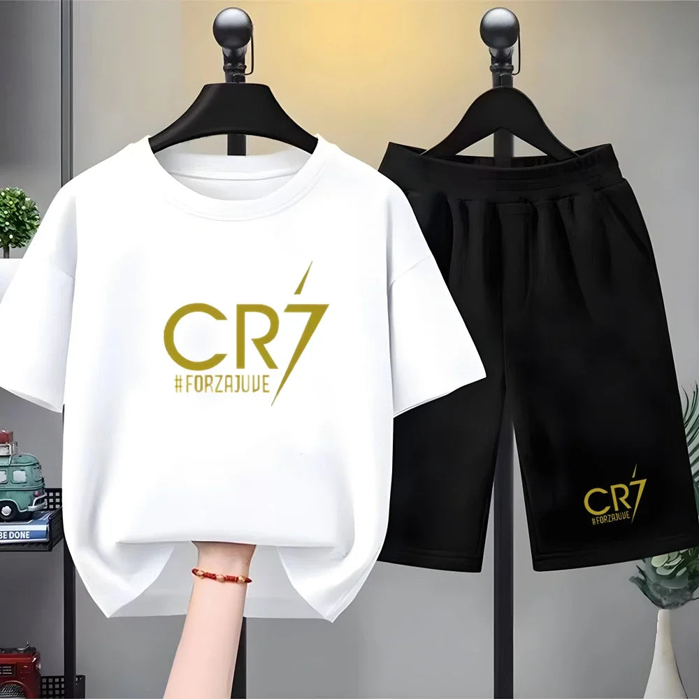 Summer Children T-shirt Tops+shorts Breathable Boy girl Casual Fashion Short Sleeve Kid football Idol Clothes Sport Tee