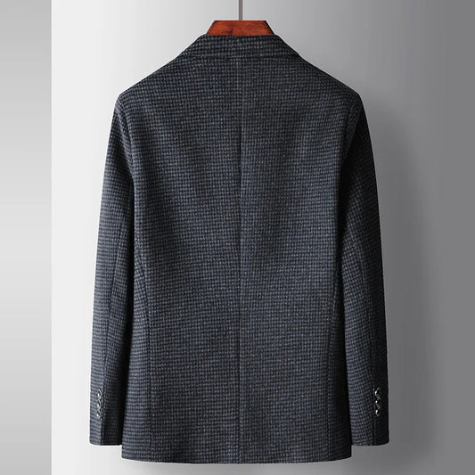 Autumn Winter New Fashion Men's Simple Casual Business Trendy Loose Cotton Suit Blazers Male Houndstooth Coats Tops Clothes