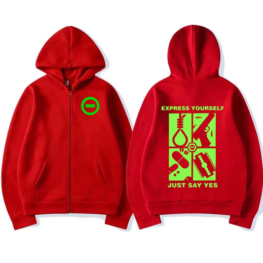 Type O Negative Express Yourself Just Say Yes Zip Up Hoodies Gothic Metal Rock Band Zipper Sweatshirt Men Women Clothing Jackets