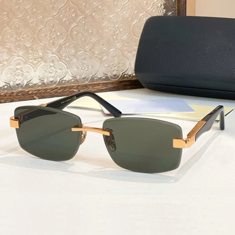 Fashion Street Rectangle Sunglasses 129 Alloy Germany Trendy Top Quality Original Design Classical Irregular Acetate UV400 Men