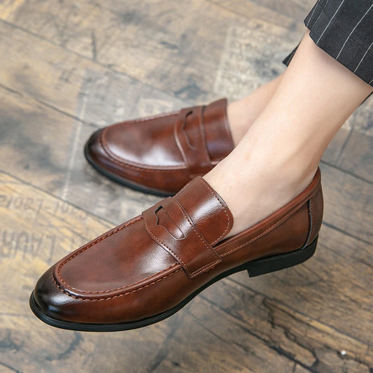 Mens Dress Wedding Fashion Office High Quality Leather Comfy Business Formal Italy Driving Loafers Shoes for Men Plus Size 38~48