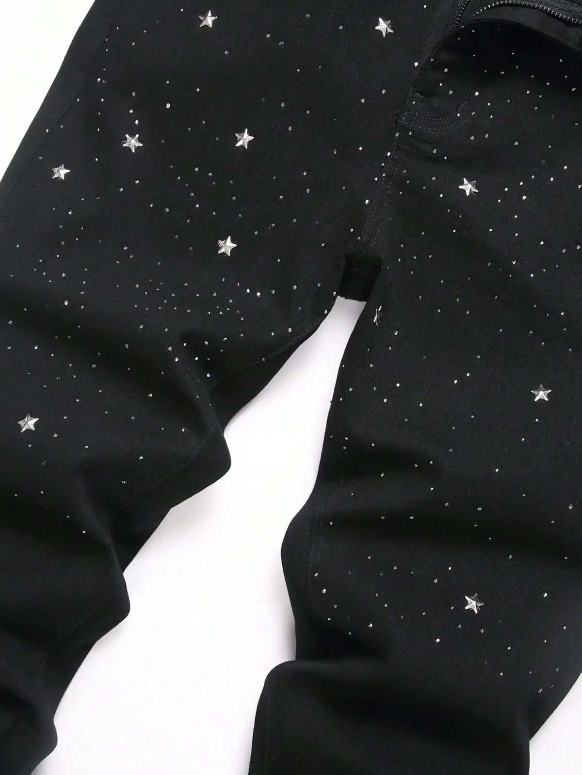 Men's Trendy Rhinestone - Embellished Black Stretch Skinny Jeans, Four - Season Style