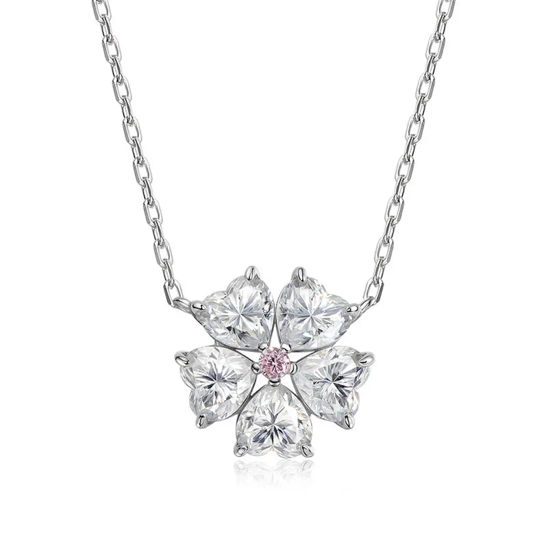 5*5mm Heart Cut Certified Moissanite Necklace Pendant 18k Plated Girls Wedding Jewelry 100% Real 925 Pure Silver Chain