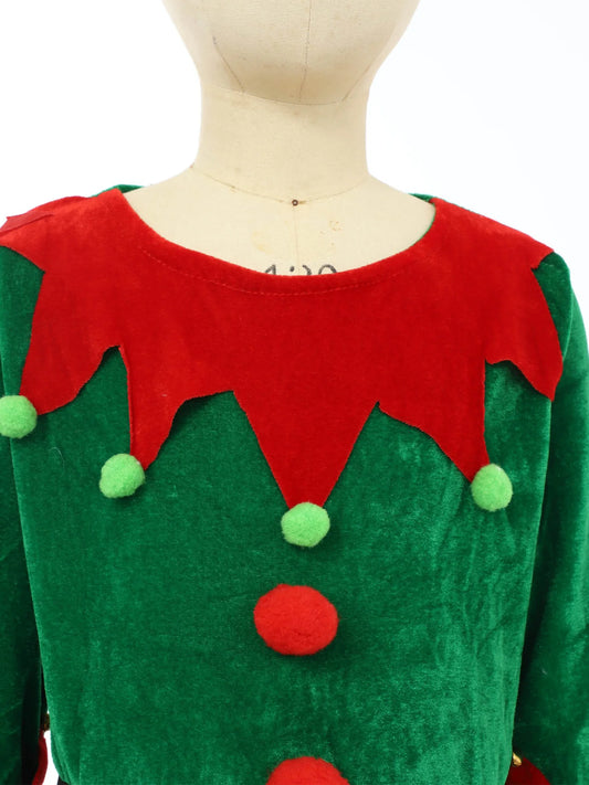 Boys Christmas Elf Costume Xmas Santa Clause Set with Shirt Pants Hat Elf Ears Belt Stockings Festivals New Year Fancy Dress Up