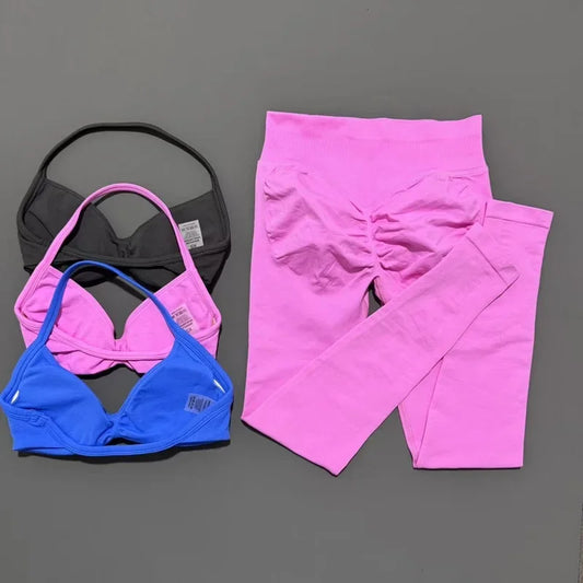2 Pcs Seamless Yoga Sports Set for Women Resistant Backless Bra Pilates Fitness Workout Running Leggings Gym Suit