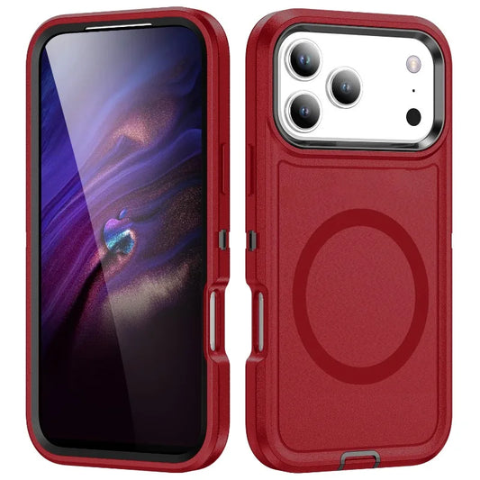 3IN1 Heavy Duty Otter Armor Box Phone Case for IPhone 17 Pro Max Air 16 15 14 Plus for Mag-Safe Wireless Charging Rugged Cover