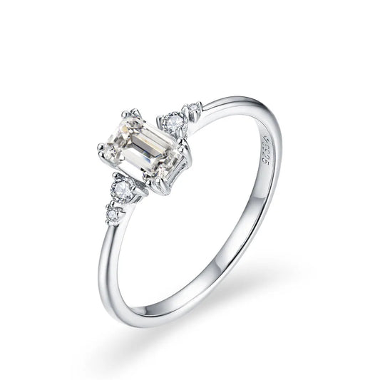 Nouvelle bague en moissanite taille émeraude de 0,6 carat pour femme, couleur DVVS1, classique, fiançailles, mariage, joaillerie fine, cadeau de luxe