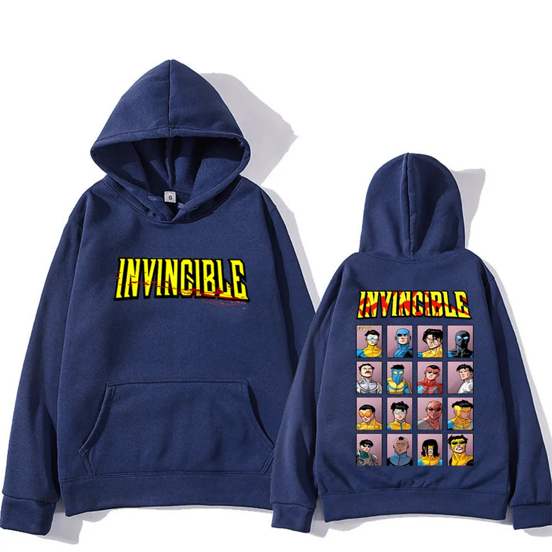 Invincible Mark Superhero Double Sided Printed hoodie Men Women's harajuku clothing Fleece Long Sleeve Anime hip hop streetwear
