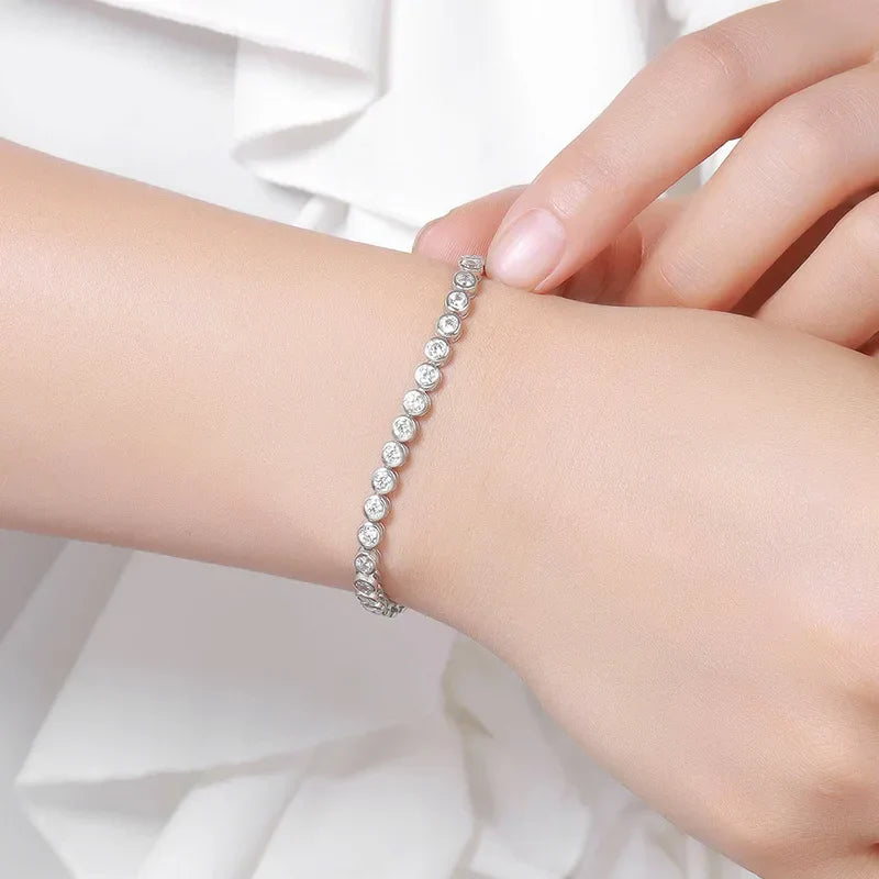 GRA Certified D Color 2-3mm Full Moissanite Tennis Bracelet For Women S925 Silver Plated 18K Bubble Diamond Link Bracelets