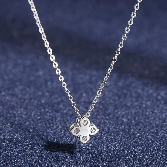 Lucky clove Moissanite Pendant Earrings S925 Sterling Silver Plated 18K Gold 0.4Cttw 4-Stone Diamond Necklace For Women Jewelry