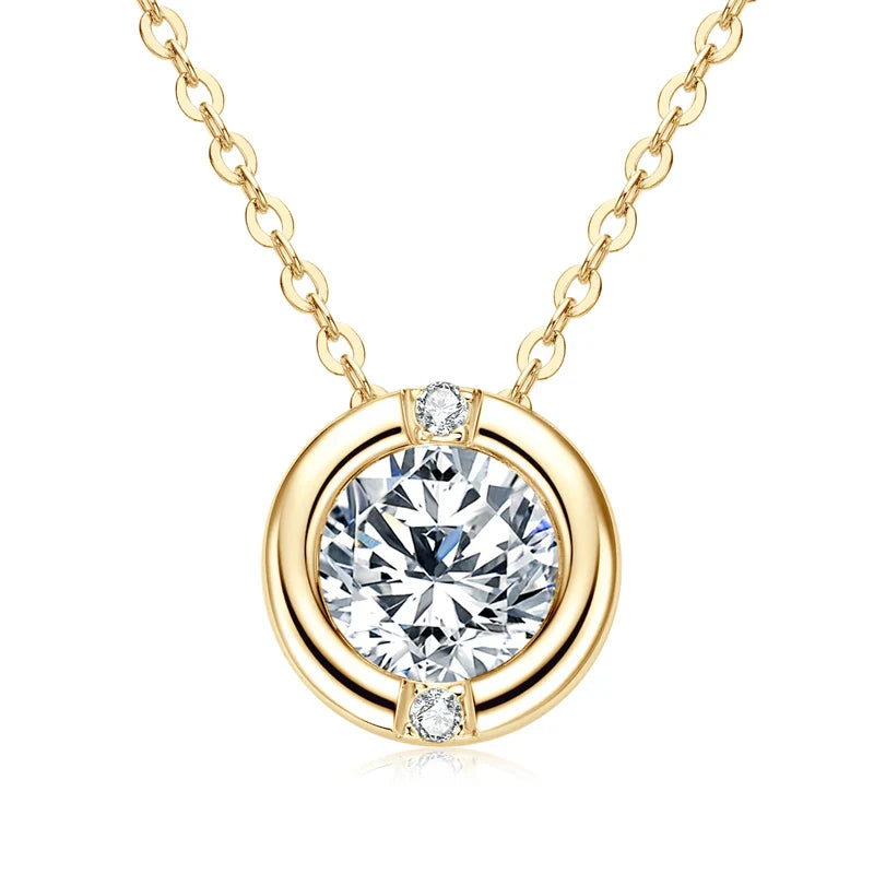 GRA Certified 6.5mm Sparkling Moissanite Round Pendant Necklace for Women 925 Sterling Silver Wedding Fine Jewelry Gift