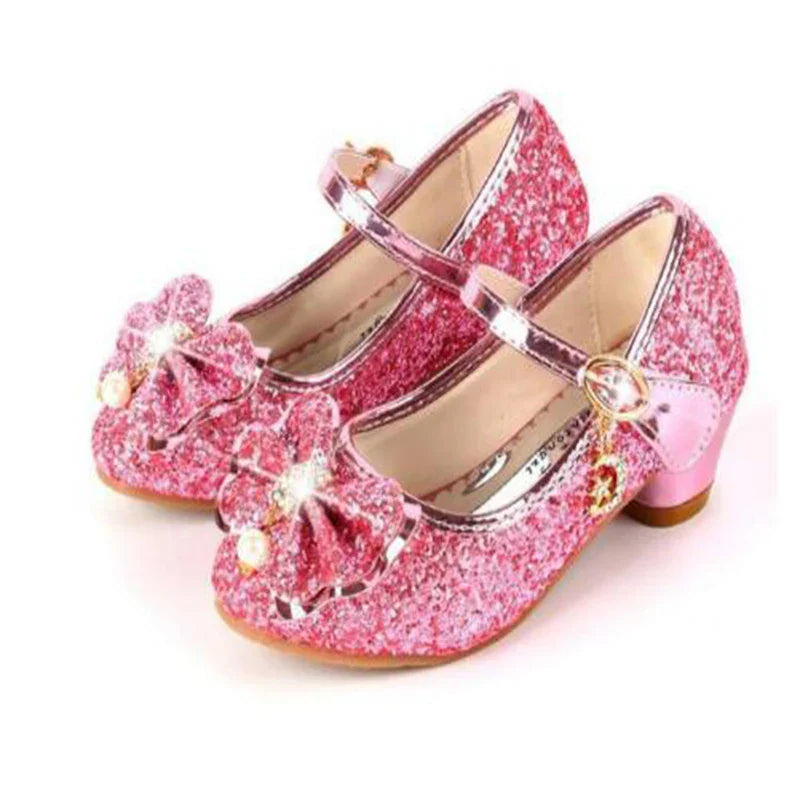 2026 Spring New Children's Shoes Princess Shoes Girl's Fashion Sandals Crystal Princess Shoes Blue Pink Silver