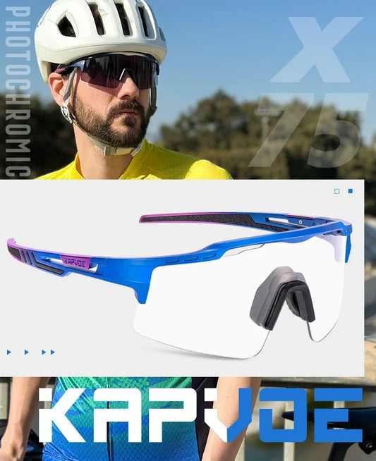 Photochromic Sunglasses UV400 Bike Bicycle Glasses Men's Blue Sports Woman Cycling Eyewear Outdoor MTB Glasses Bike Goggles