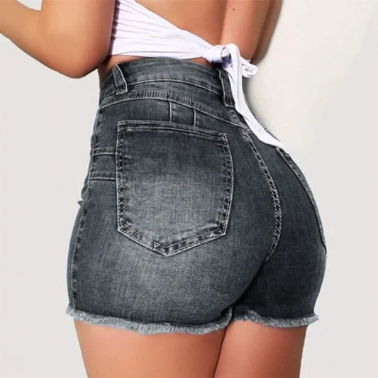 2025 New Summer Womens Jeans Shorts Jeans Short Length High Waisted Broken Denim Shorts Ripped Jeans High Waisted Hotpant Shorts