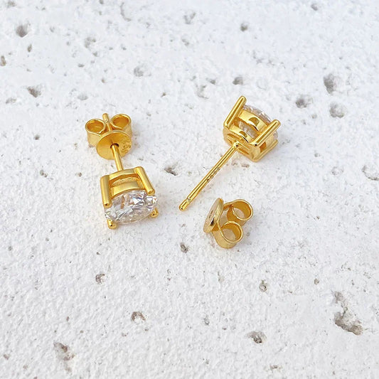 0.2-2ct Moissanite Earrings For Women 925 Sterling Silver Ear Studs with Yellow Gold Plated Lab Diamond Wedding Jewelry