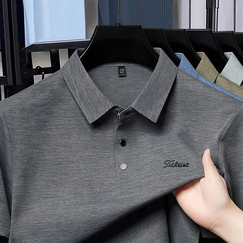 Premium Luxury Man New T-Shirt Polo Shirt Lapel Button Letter Print European Style Summer Hot-Selling Casual Sports MensClothing