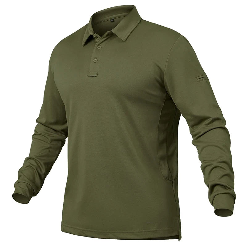 Men's Performance Long Sleeve Shirt Lightweight Breathable Outdoor Hiking Fishing Polo Shirts UPF50+ Pique Jersey Golf Shirt