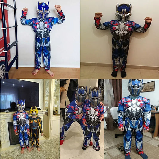 Kids Cartoon Robot Superhero Costume Boys Girls Halloween Dress Up Suit Masked Hero Suit Gift